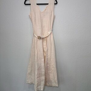 Ming Cream Midi Dress with Belt Size 6